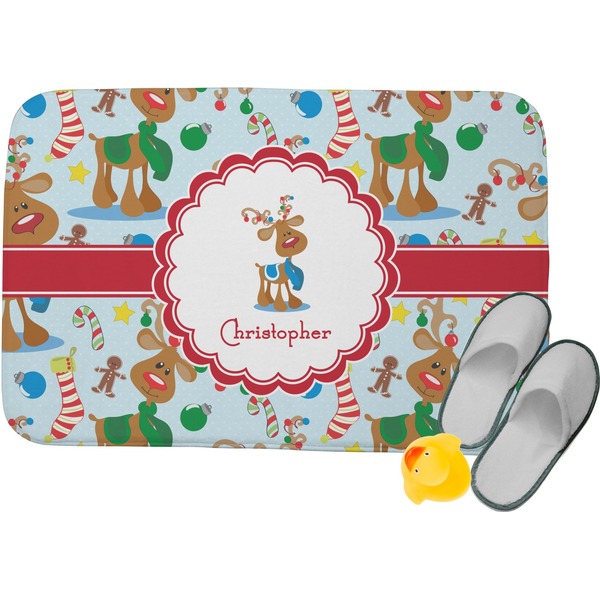 Custom Reindeer Memory Foam Bath Mat (Personalized)