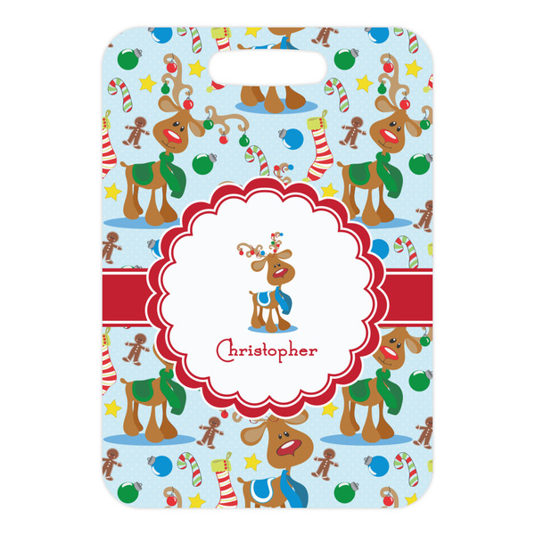 Reindeer Metal Luggage Tag - Front Without Strap