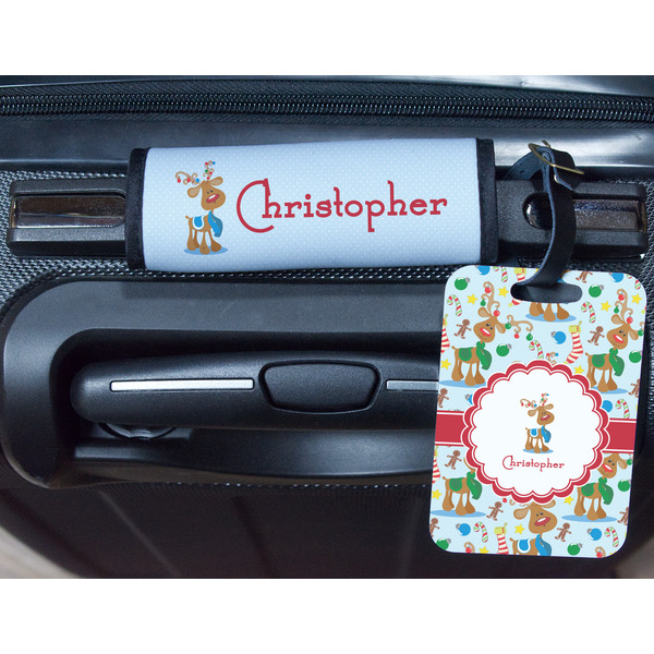 Reindeer Metal Luggage Tag & Handle Wrap - In Context