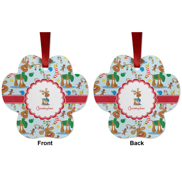 Reindeer Metal Paw Ornament - Front and Back