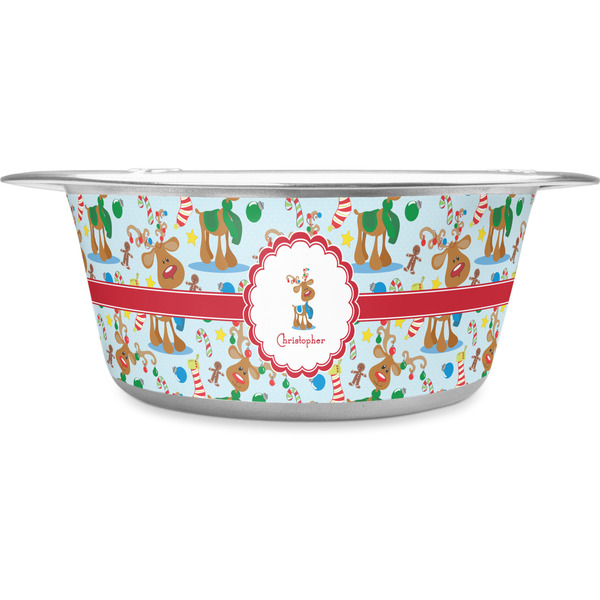 Custom Reindeer Stainless Steel Dog Bowl - Small (Personalized)