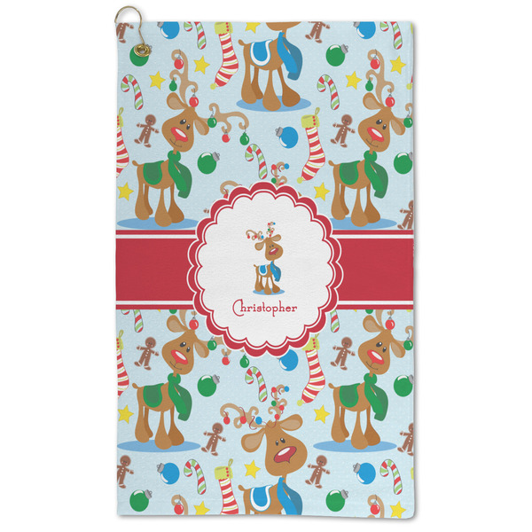 Custom Reindeer Microfiber Golf Towel - Large (Personalized)