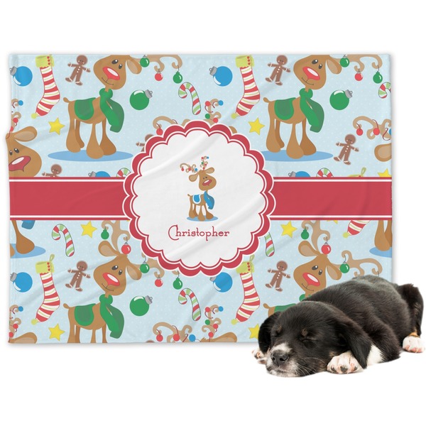 Custom Reindeer Dog Blanket - Regular (Personalized)