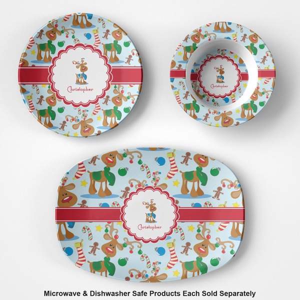 Reindeer Microwave & Dishwasher Safe CP Plastic Dishware - Group