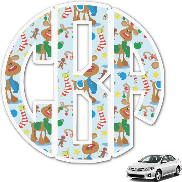 Custom Reindeer Monogram Car Decal (Personalized)