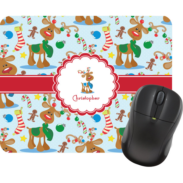 Custom Reindeer Rectangular Mouse Pad (Personalized)