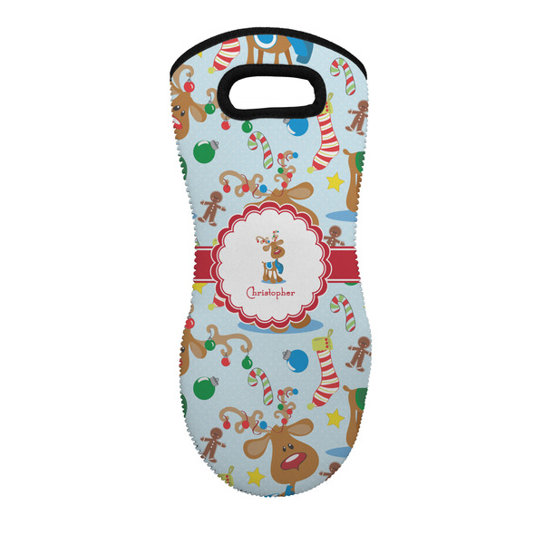 Custom Reindeer Neoprene Oven Mitt w/ Name or Text