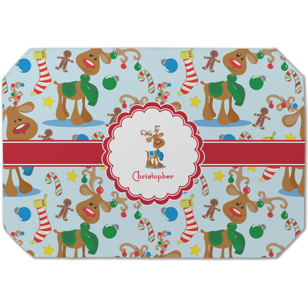 Custom Reindeer Dining Table Mat - Octagon (Single-Sided) w/ Name or Text