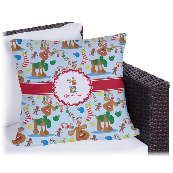 Custom Reindeer Outdoor Pillow - 20" (Personalized)