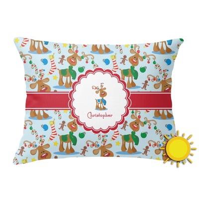 Reindeer Outdoor Throw Pillow (Rectangular) (Personalized)