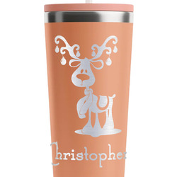 Reindeer RTIC Everyday Tumbler with Straw - 28oz - Peach - Double-Sided (Personalized)