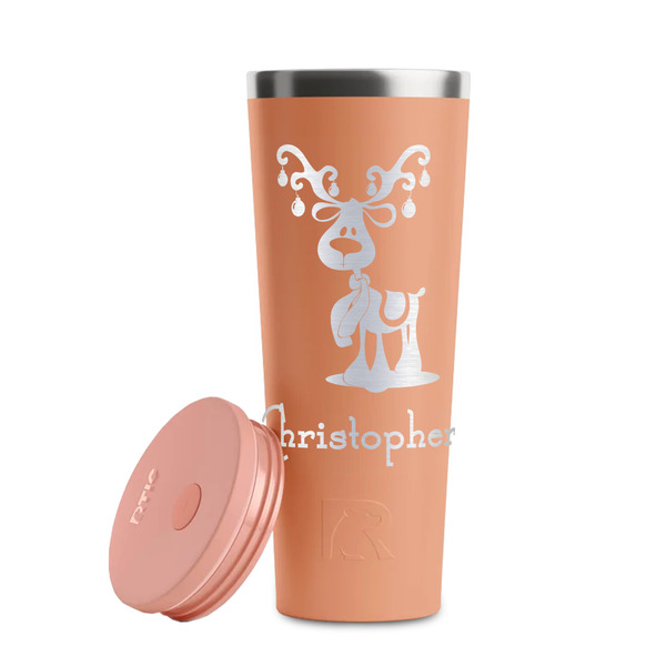 Reindeer Peach RTIC Everyday Tumbler - 28 oz. - Lid Off