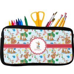 Reindeer Neoprene Pencil Case - Small w/ Name or Text