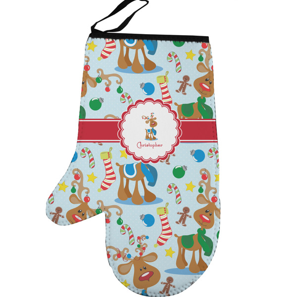 Reindeer Personalized Oven Mitt - Left