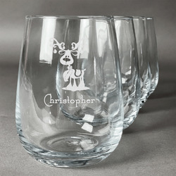 Reindeer Stemless Wine Glasses (Set of 4) (Personalized)