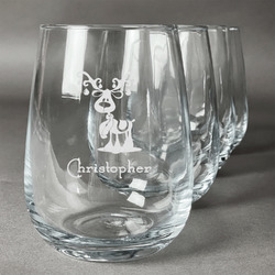 Reindeer Stemless Wine Glasses (Set of 4) (Personalized)