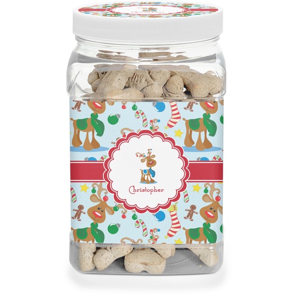 Custom Reindeer Dog Treat Jar (Personalized)