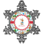 Reindeer Vintage Snowflake Ornament (Personalized)