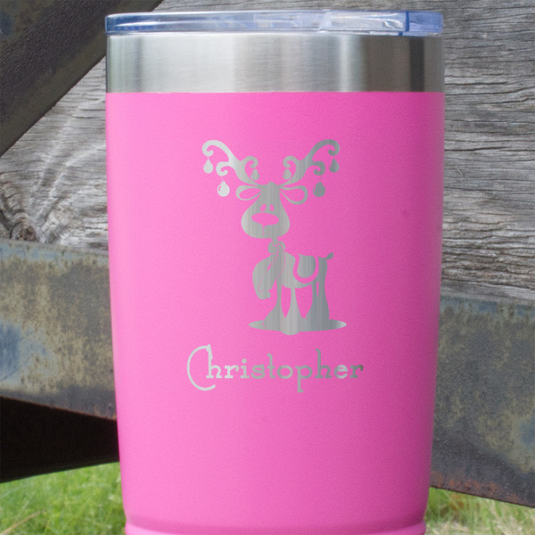 Reindeer Pink Polar Camel Tumbler - 20oz - Close Up