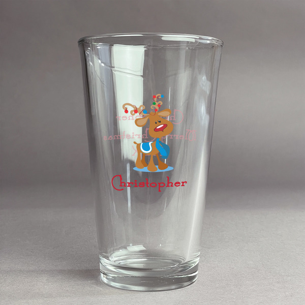 Custom Reindeer Pint Glass - Full Color Logo (Personalized)