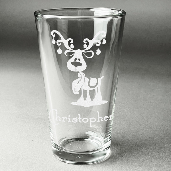 Custom Reindeer Pint Glass - Engraved (Personalized)