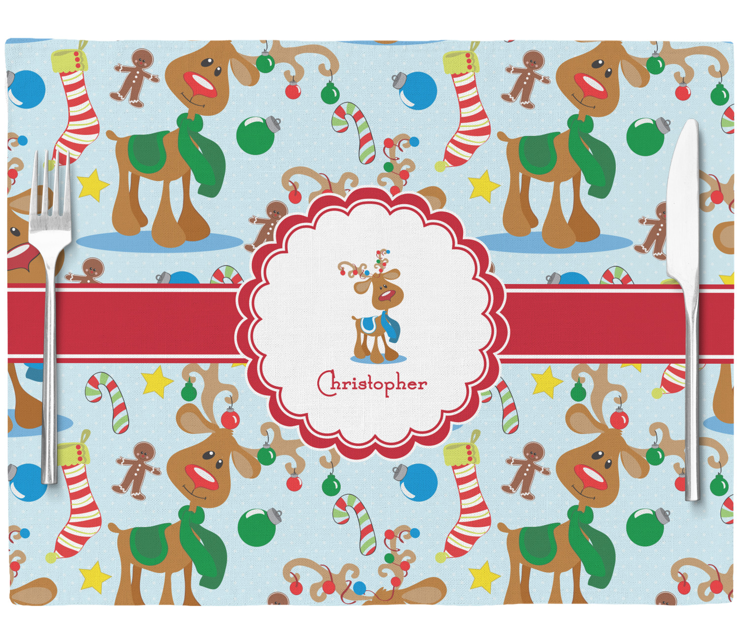 Reindeer Placemat (Fabric) (Personalized) YouCustomizeIt