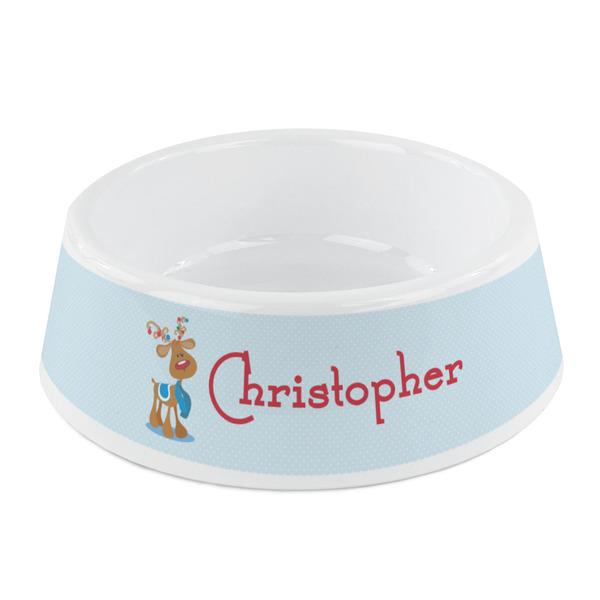Custom Reindeer Plastic Dog Bowl - Small (Personalized)