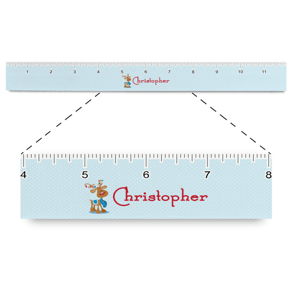 Custom Reindeer Plastic Ruler - 12" (Personalized)