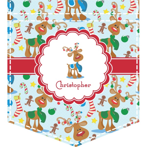 Custom Reindeer Iron On Faux Pocket (Personalized)