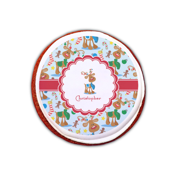 Reindeer Printed Icing Circle - XSmall - On Cookie