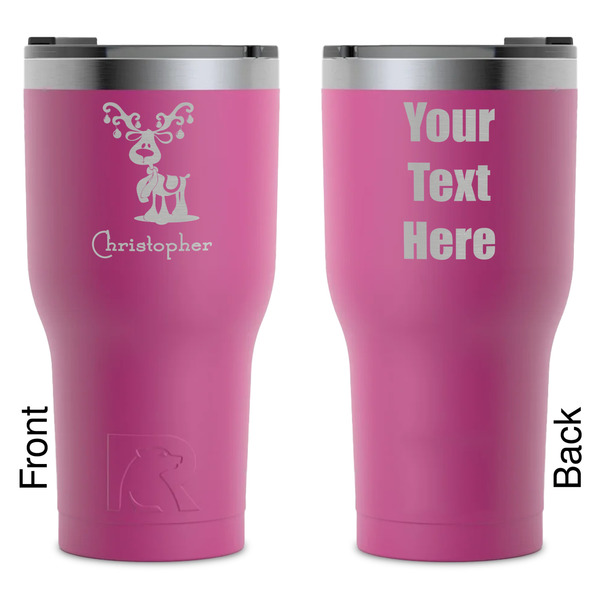 Custom Reindeer RTIC Tumbler - Magenta - Laser Engraved - Double-Sided (Personalized)