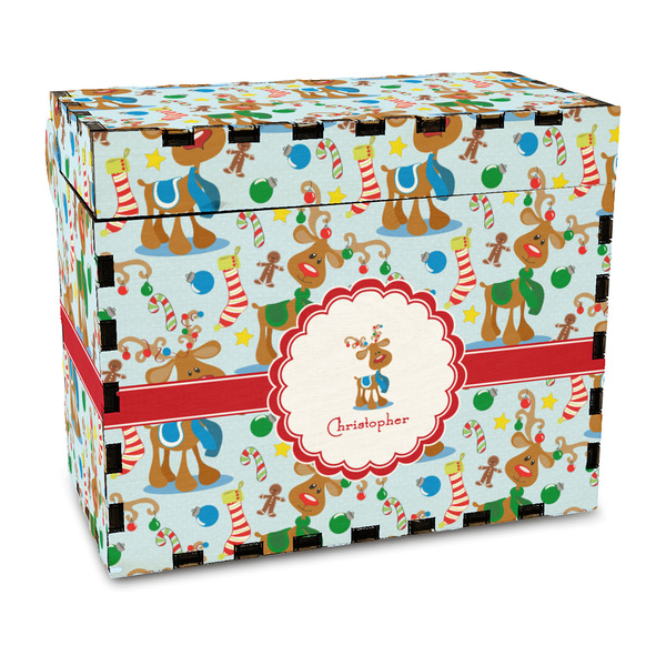 Custom Reindeer Wood Recipe Box - Full Color Print (Personalized)