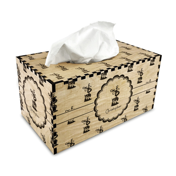 Reindeer Rectangle Tissue Box Covers - Wood - with tissue