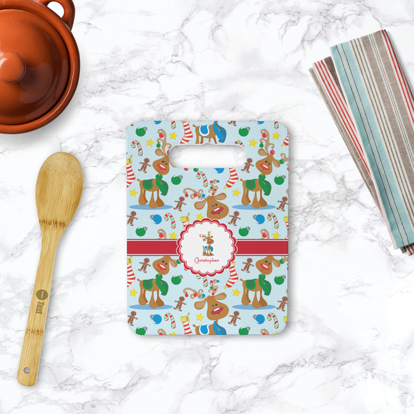 Reindeer Rectangle Trivet with Handle - LIFESTYLE