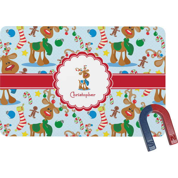 Custom Reindeer Rectangular Fridge Magnet (Personalized)