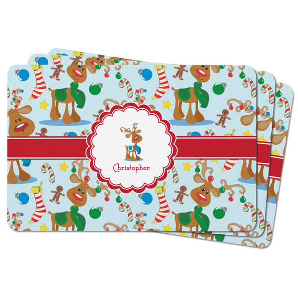 Reindeer Rectangular Fridge Magnet - THREE