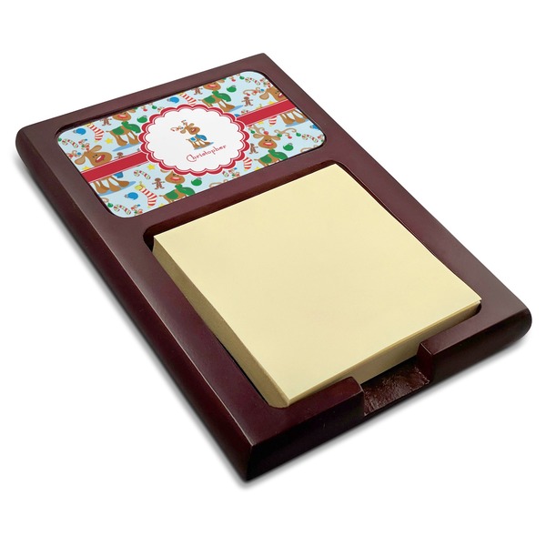 Custom Reindeer Red Mahogany Sticky Note Holder (Personalized)