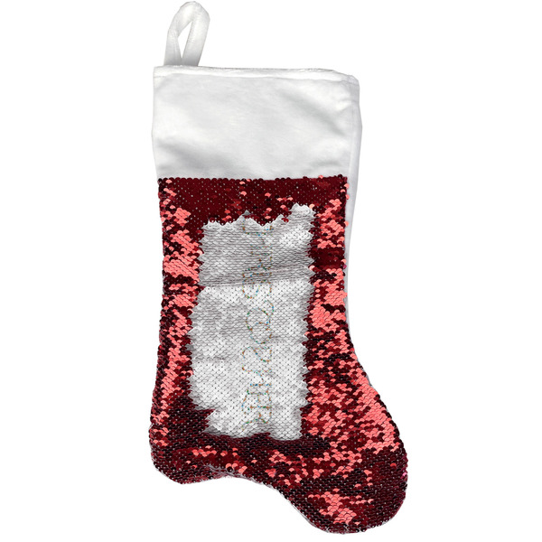 Custom Reindeer Reversible Sequin Stocking - Red (Personalized)