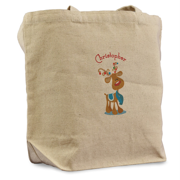 Custom Reindeer Reusable Cotton Grocery Bag - Single (Personalized)