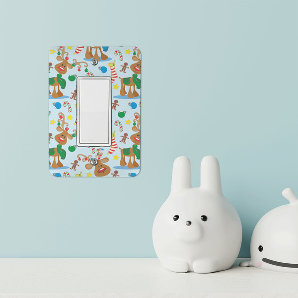 Reindeer Rocker Light Switch Covers - Single - IN CONTEXT
