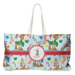 Reindeer Large Tote Bag with Rope Handles (Personalized)