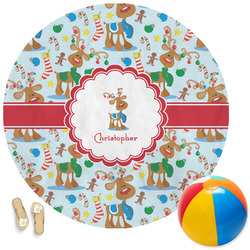 Reindeer Round Beach Towel (Personalized)
