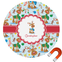 Reindeer Round Car Magnet - 10" (Personalized)