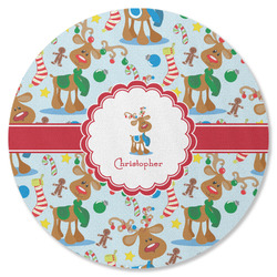 Reindeer Round Rubber Backed Coaster (Personalized)