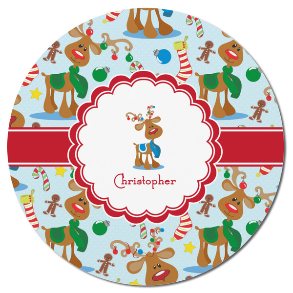 Reindeer Round Fridge Magnet - FRONT