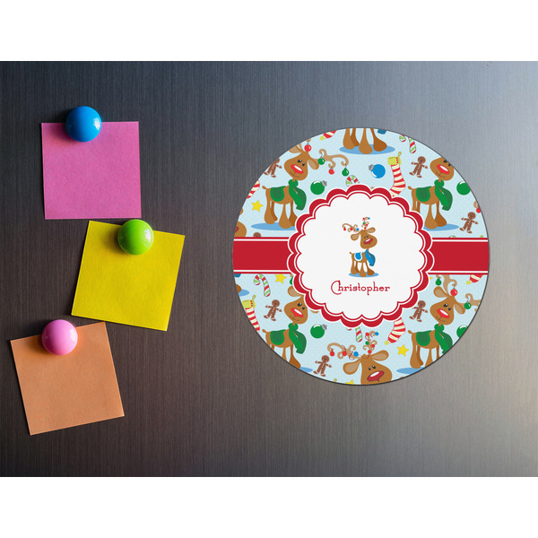 Reindeer Round Fridge Magnet - LIFESTYLE