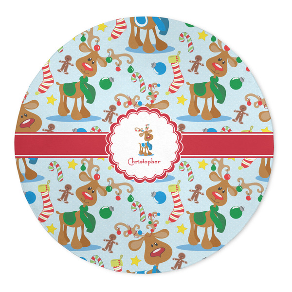 Custom Reindeer 5' Round Indoor Area Rug (Personalized)