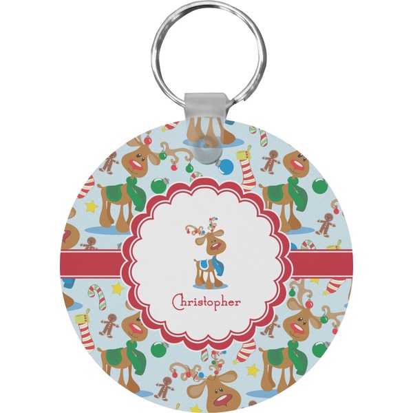 Reindeer Round Keychain (Personalized)