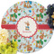 Reindeer Round Linen Placemats - Front (w flowers)