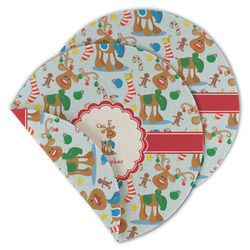Reindeer Round Linen Placemat - Double Sided (Personalized)